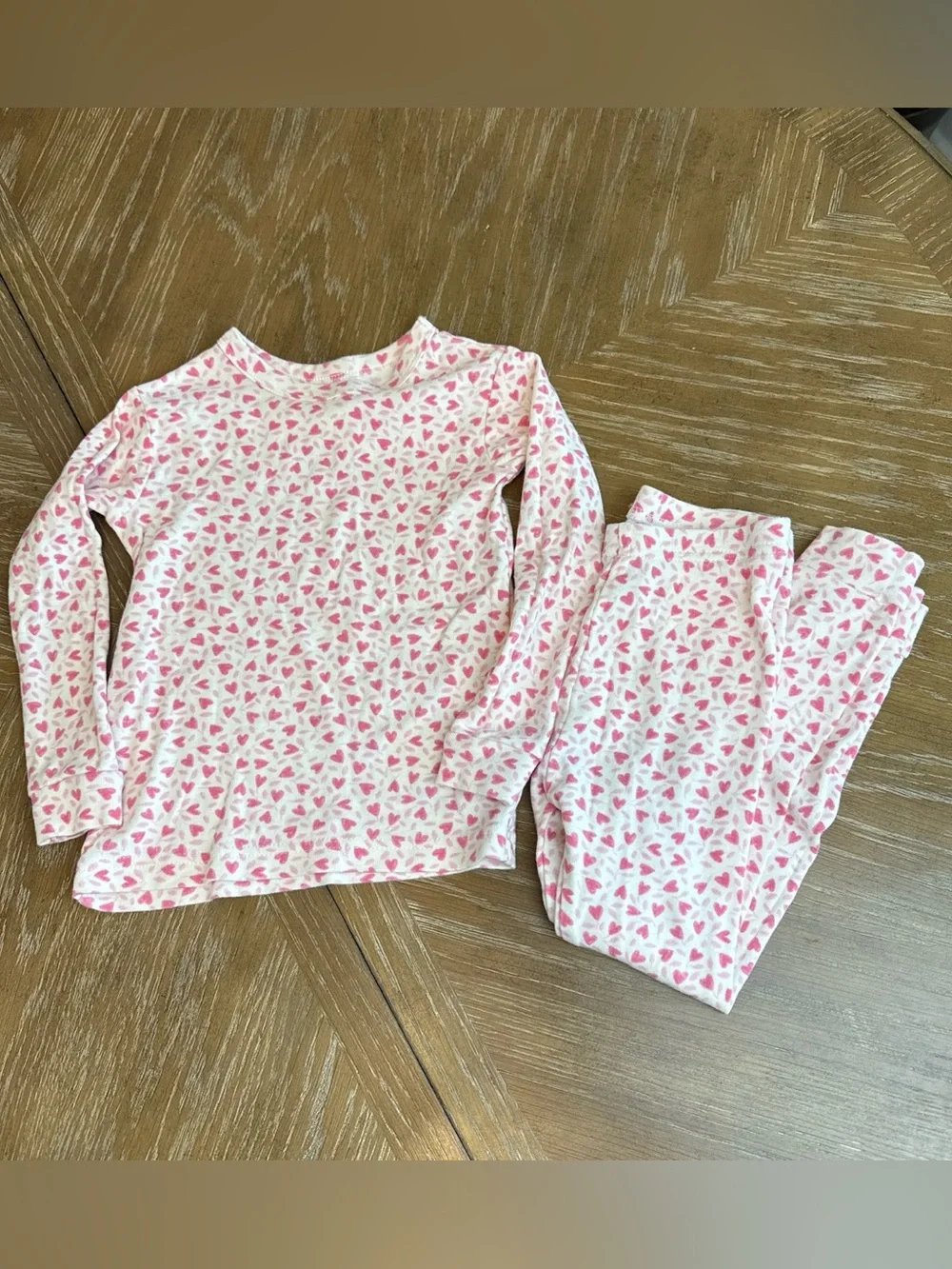 GAP Girls White Pajama Set with Pink Heart Print